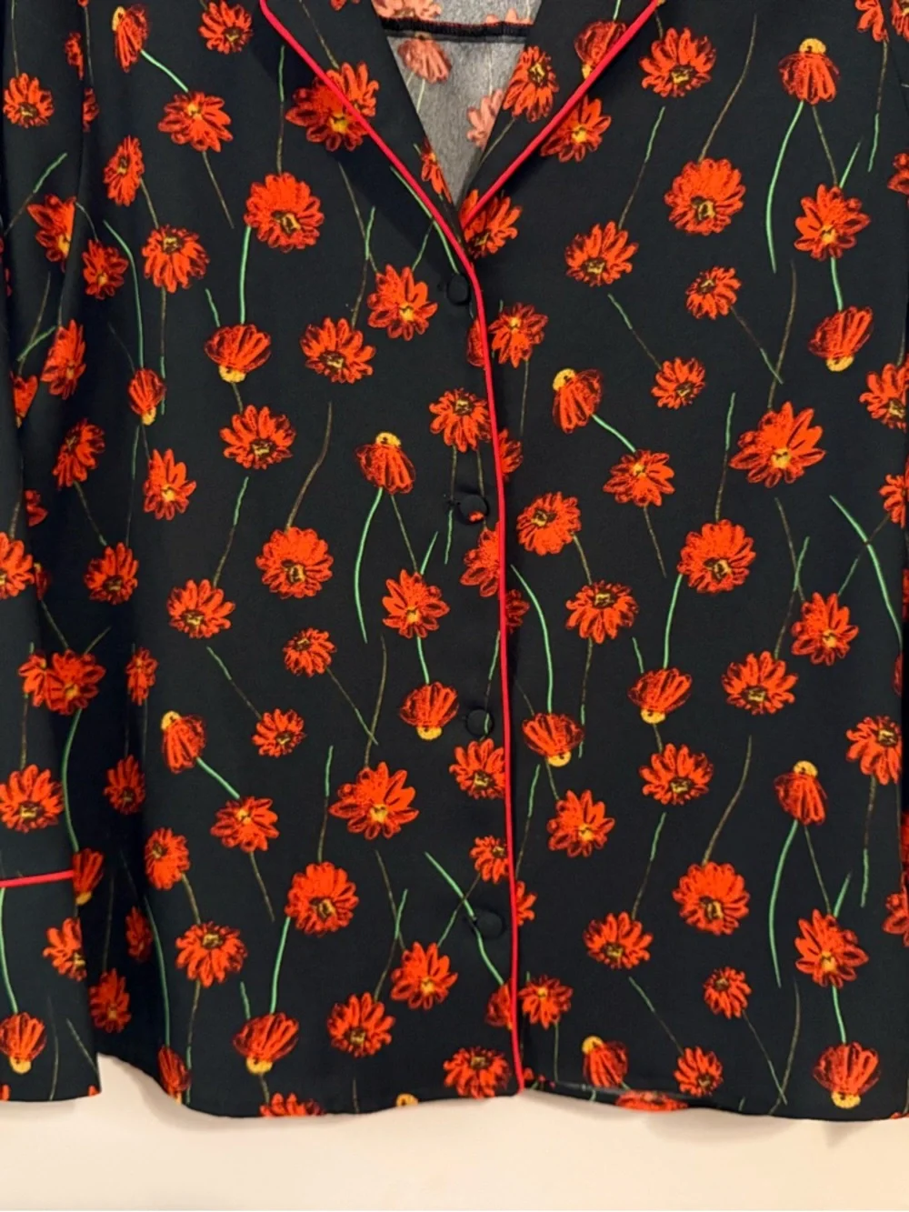 H&M Black Button-Down Top with Orange Floral Print - Picture 8 of 10